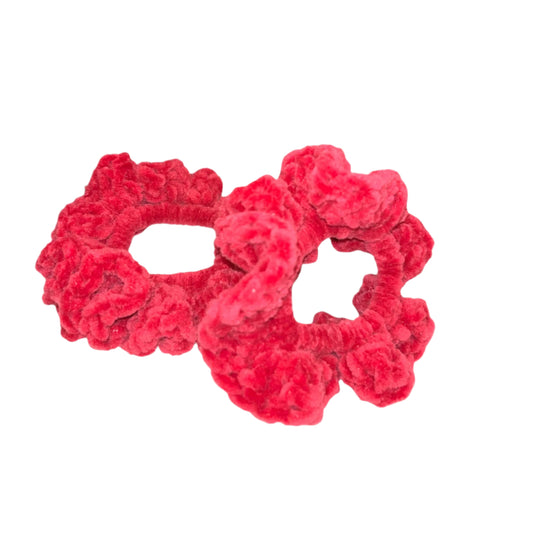 2x Hot Pink Crochet Scrunchies