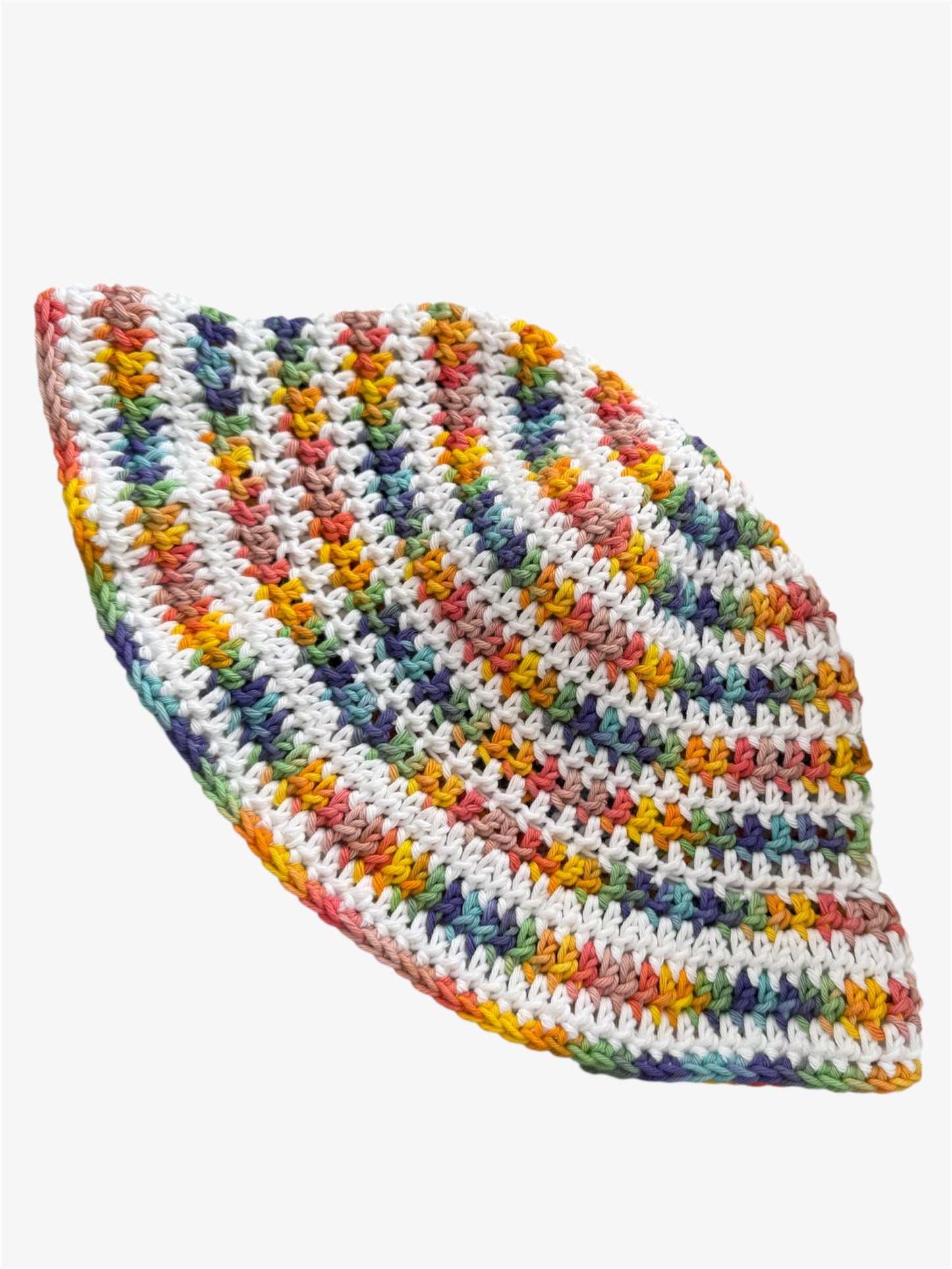 White and Pastel Rainbow Bucket Hat
