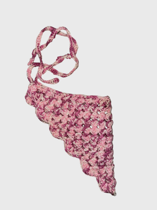 Pink Crochet Hair Bandana