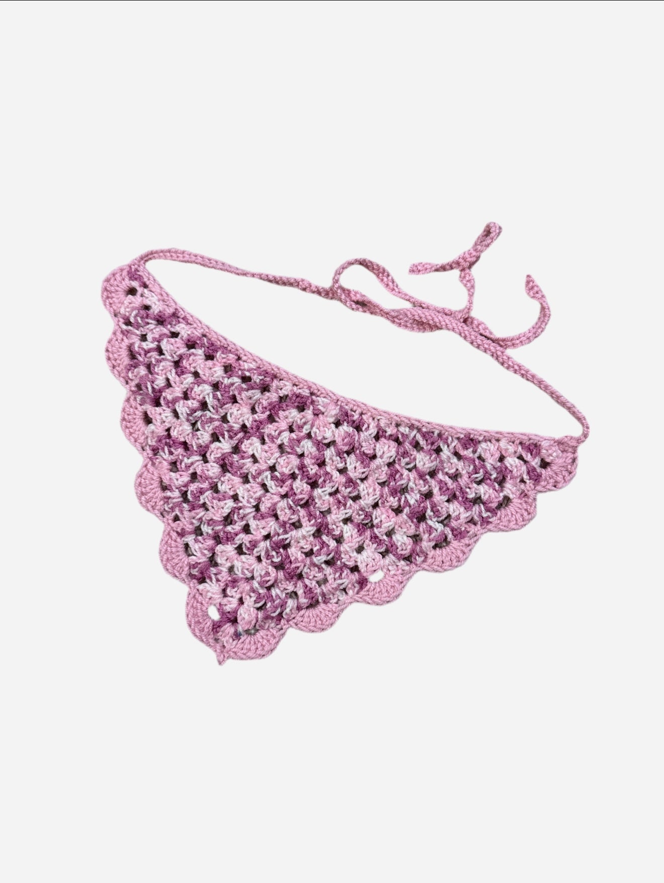 Pink Crochet Hair Bandana with Pink Trim